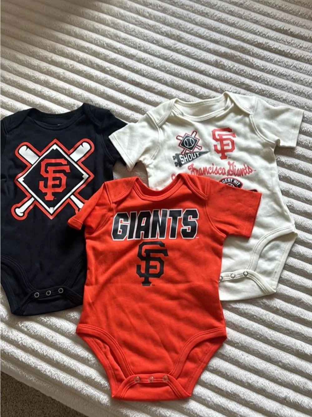 San Francisco Giants Baby One-Piece Bodysuit - Orange/Black/White 3 pieces